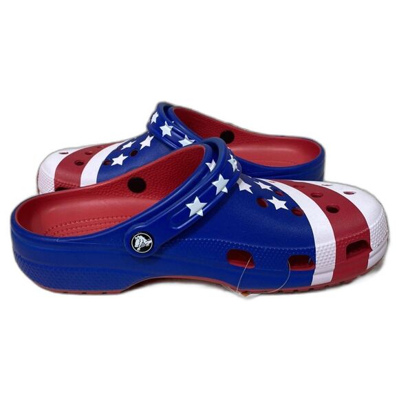 Crocs Classic American Flag Clogs Men 9 Women 11 Patriotic 4th of July Red Blue main image 7